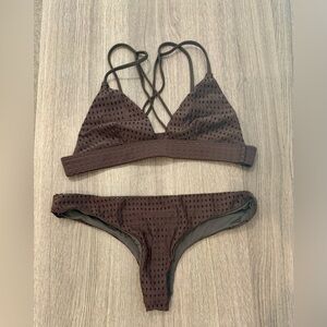 Acacia Swimwear Brown Textured Bikini